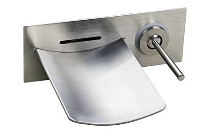 San Busto Wall Mounted Waterfall Brushed Nickel Bathroom Faucet